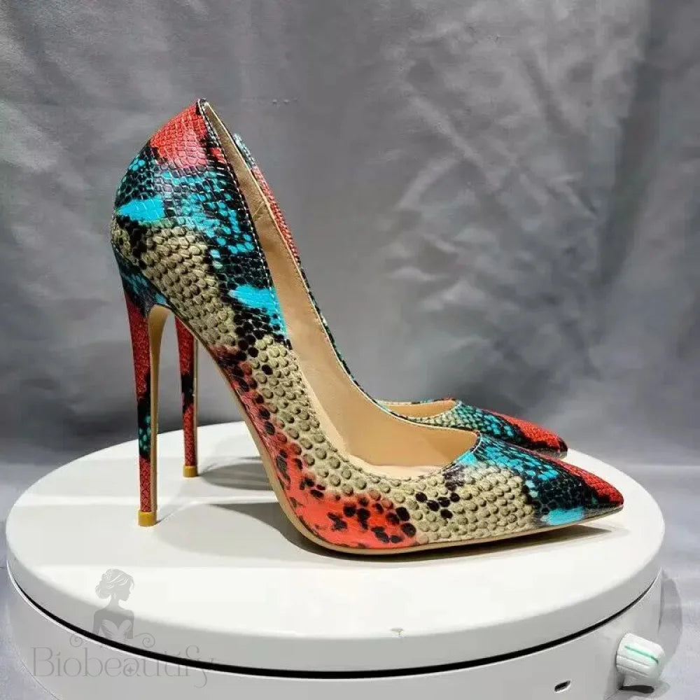 Colorful Alligator Leather Stilettos With 12Cm High Heels / 33