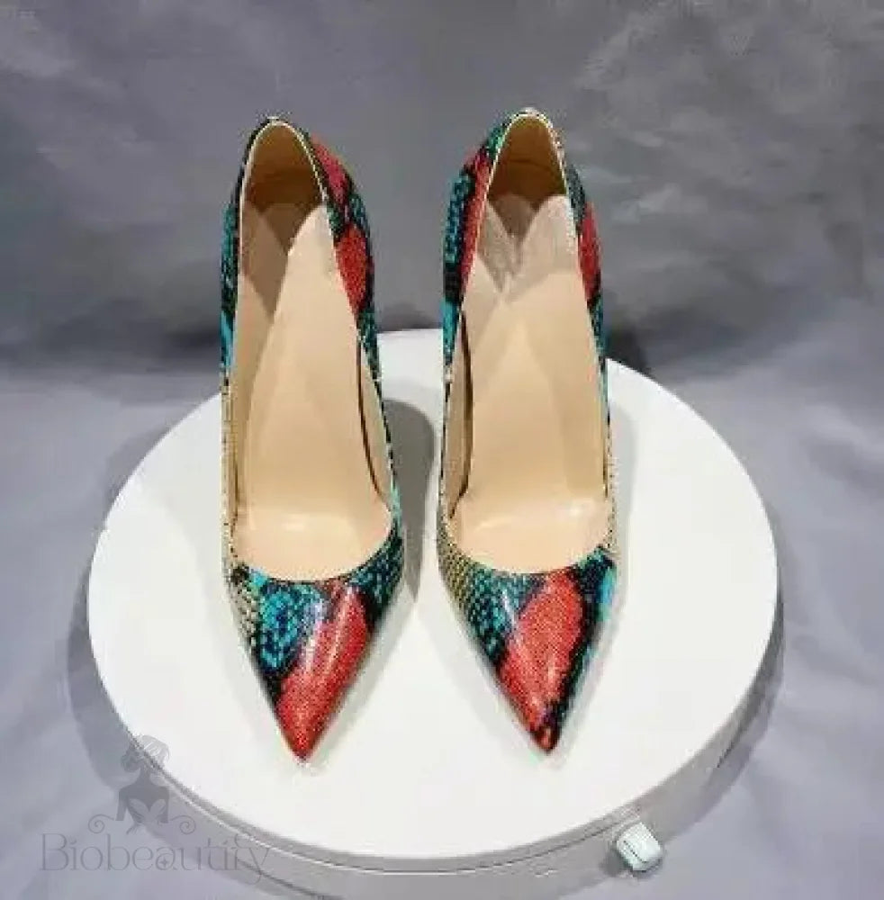 Colorful Alligator Leather Stilettos With 12Cm High Heels / 38