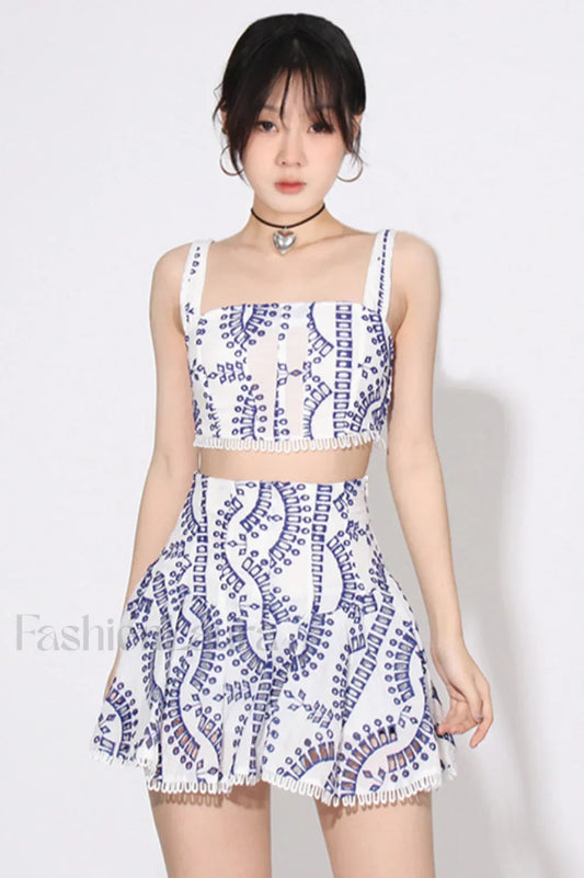 Cora Crop Top Charming + Skirt Set