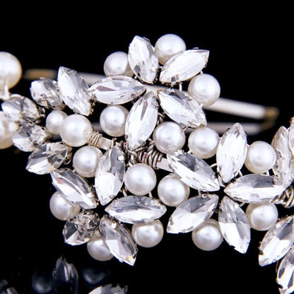 Cornelia Silver Pearl Crystal Bridal Side Headband