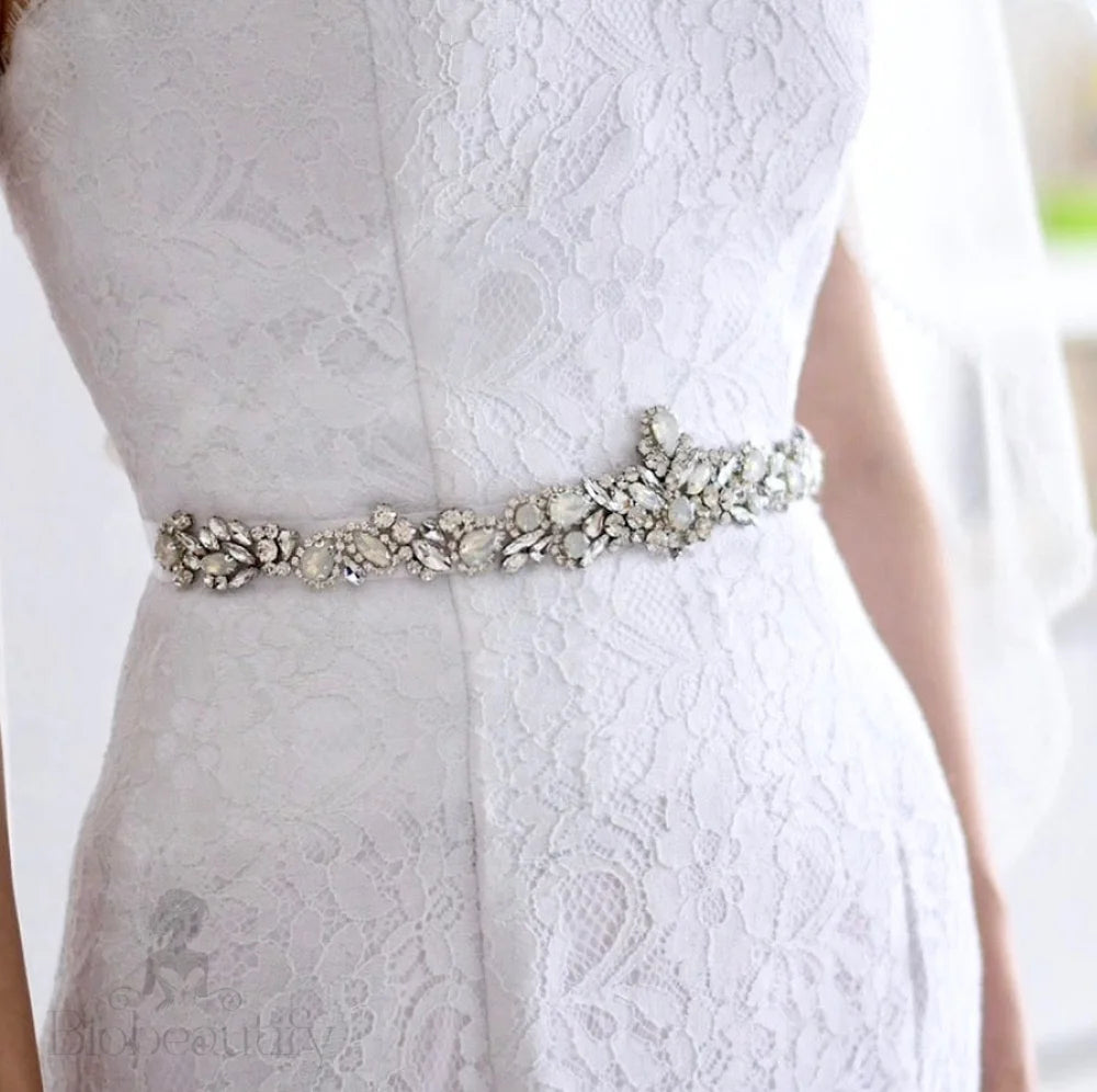 Corsica Swarovski Opal Bridal Sash/Belt