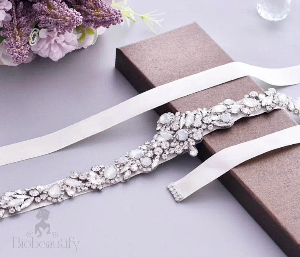 Corsica Swarovski Opal Bridal Sash/Belt