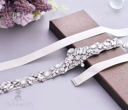 Corsica Swarovski Opal Bridal Sash/Belt