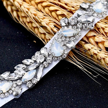 Corsica Swarovski Opal Bridal Sash/Belt