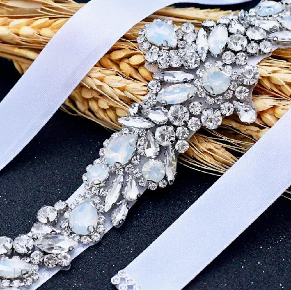 Corsica Swarovski Opal Bridal Sash/Belt