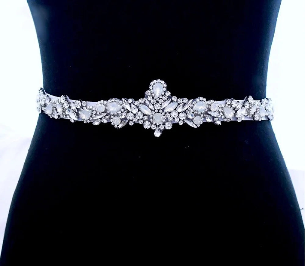 Corsica Swarovski Opal Bridal Sash/Belt