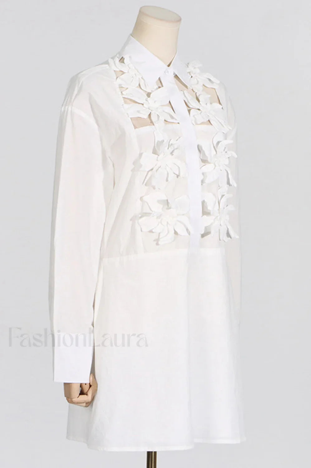 Cotton Poplin 3D Charming Flower Short Dress
