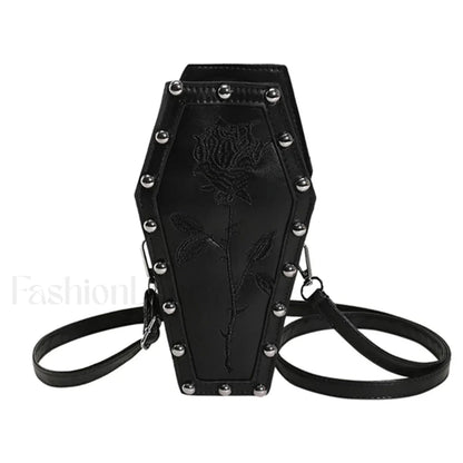 Creative PU Coffin Shape Embroidery Phone Office Travel Bag