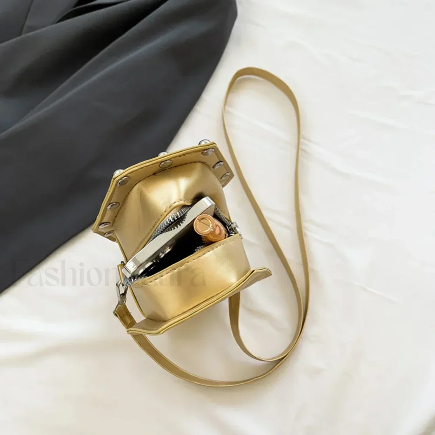 Creative PU Coffin Shape Embroidery Phone Office Travel Bag