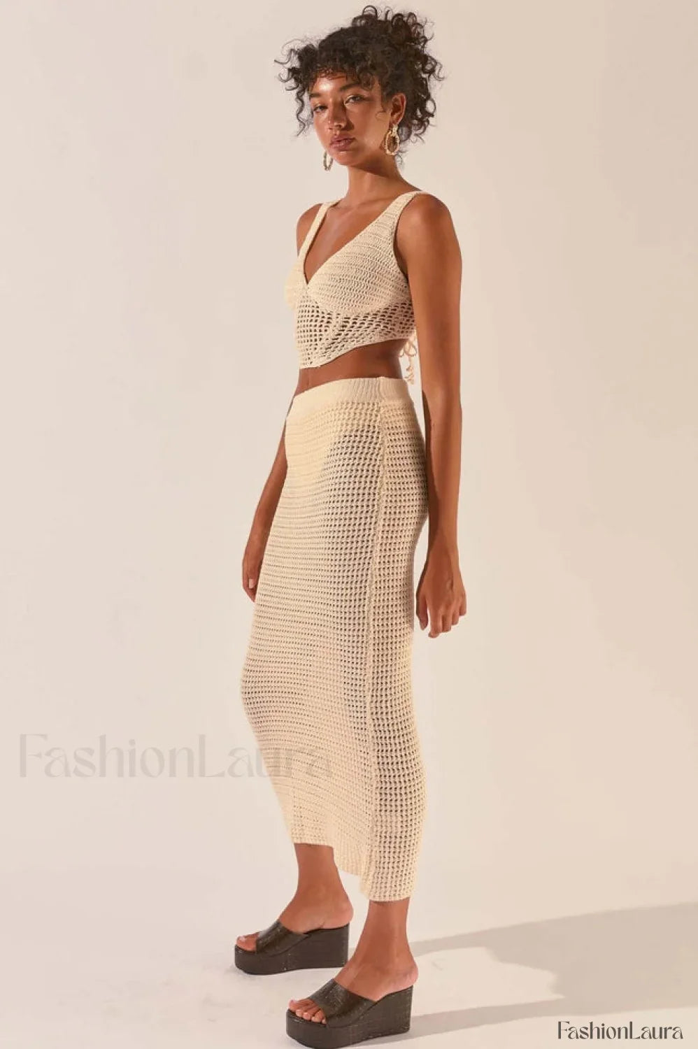 Crochet Midi Top Charming + Skirt Set