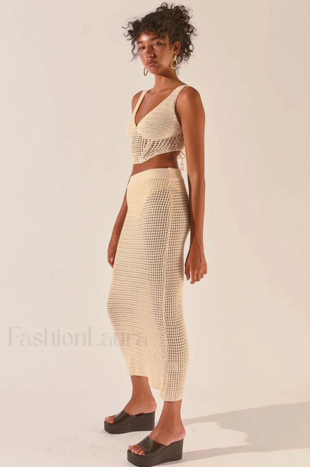 Crochet Midi Top Charming + Skirt Set