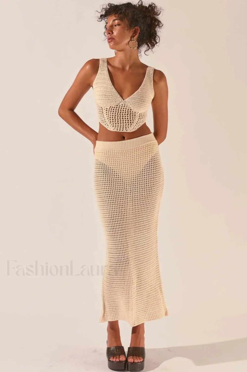Crochet Midi Top Charming + Skirt Set