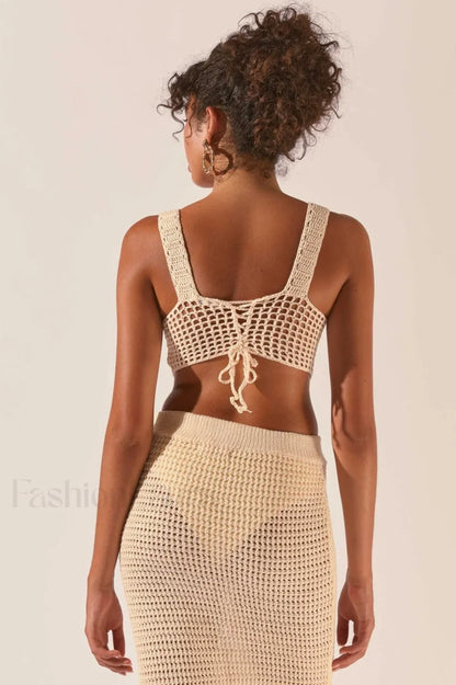Crochet Midi Top Charming + Skirt Set