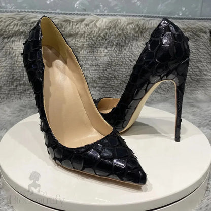 Crocodile-Effect Women Sexy Pointy Toe Stiletto Pumps