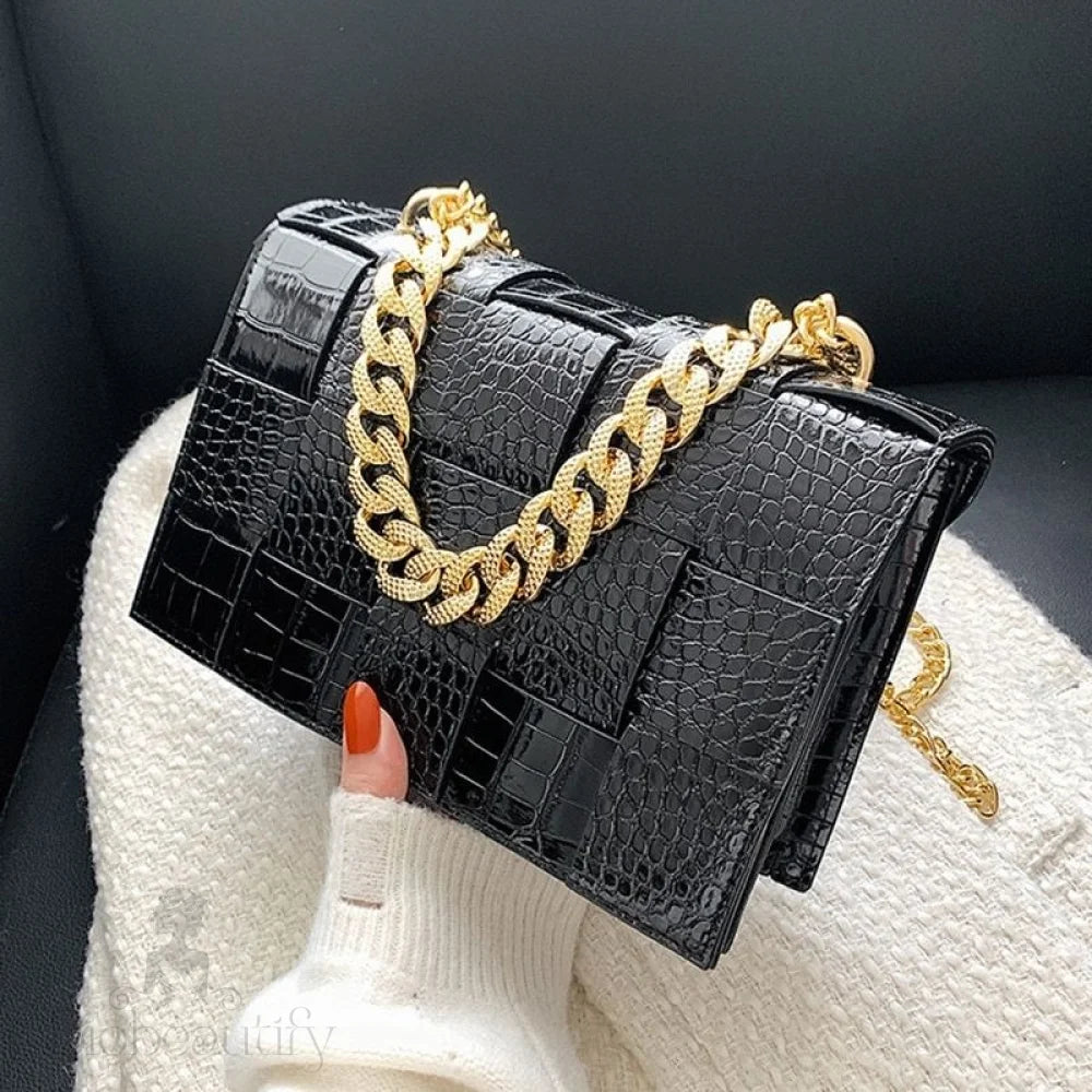 Crocodile Texture Crossbody Bag