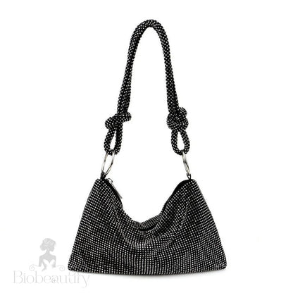 Crystal Knot Trim Shoulder Bag Black One Size /