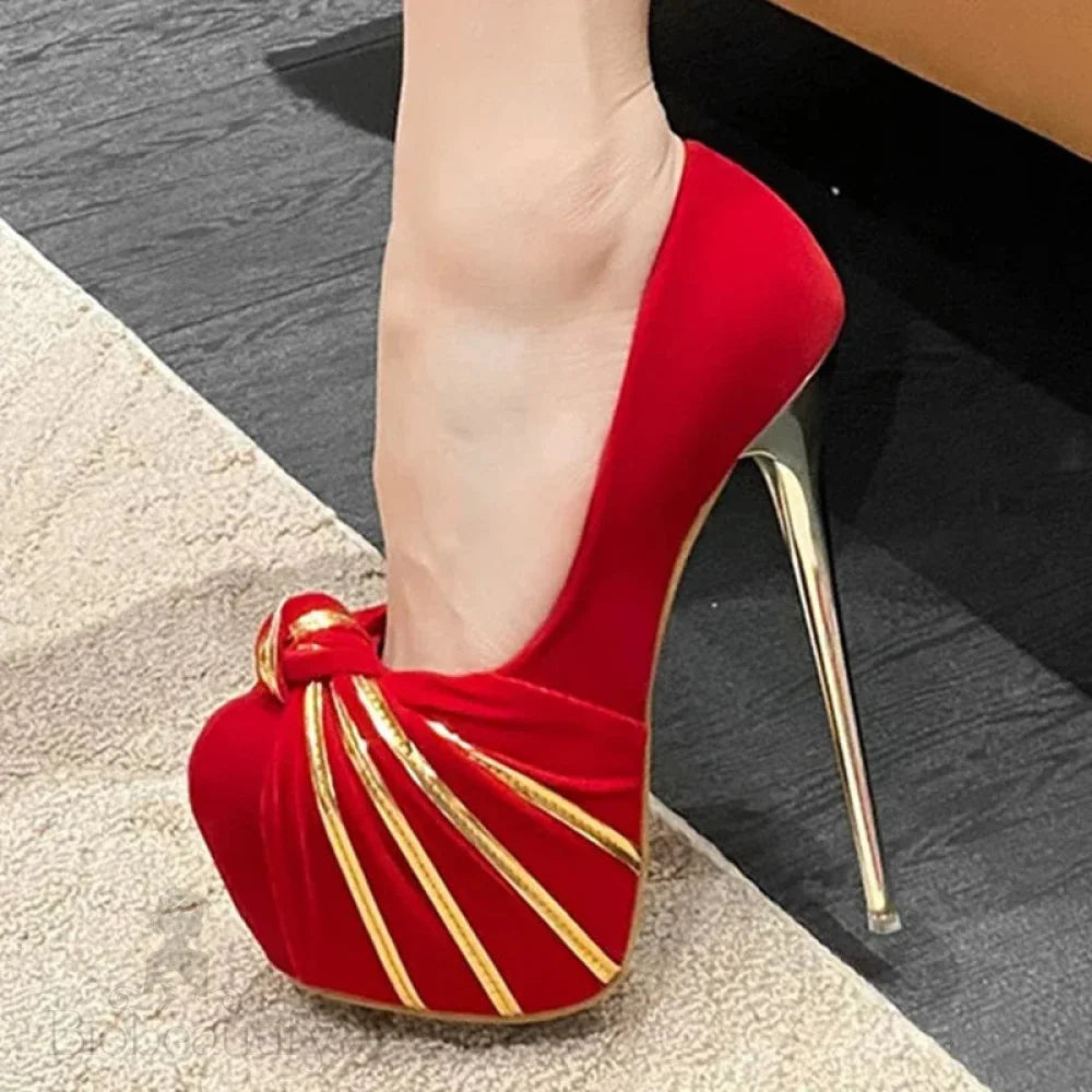 Crystal Pleated Stiletto High Heels Pumps For Women