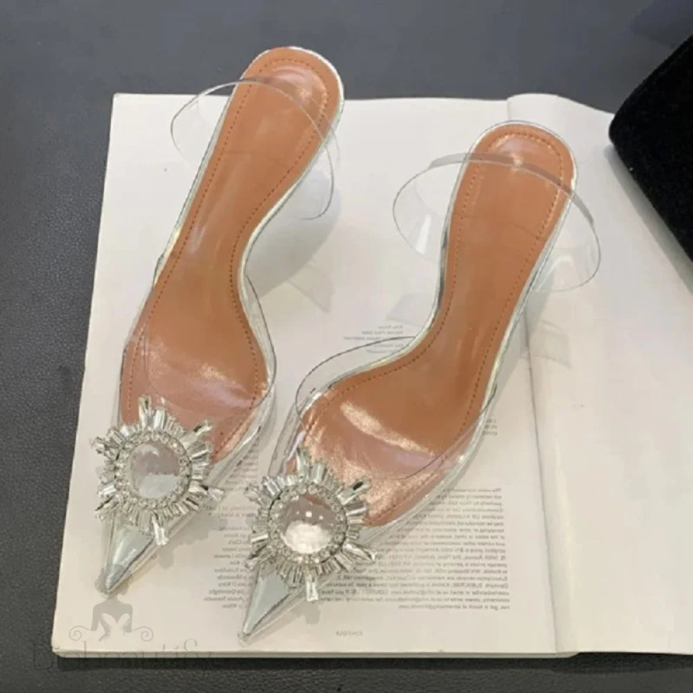 Crystal Pvc Transparent Woman Pumps With Thin High Heels