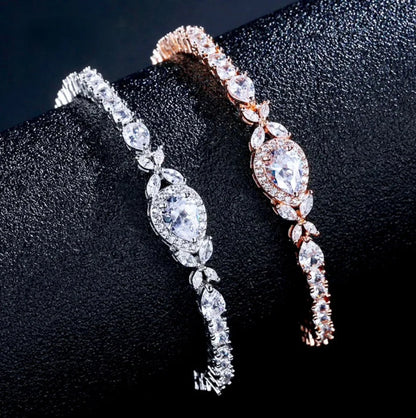 Cubic Zirconia Bridal Bracelet By Kendra In Silver And Rose Gold