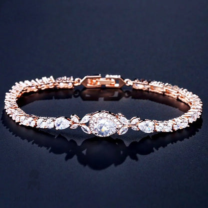 Wedding Jewelry - Cubic Zirconia Bridal Bracelet - Available in Rose Gold and Silver