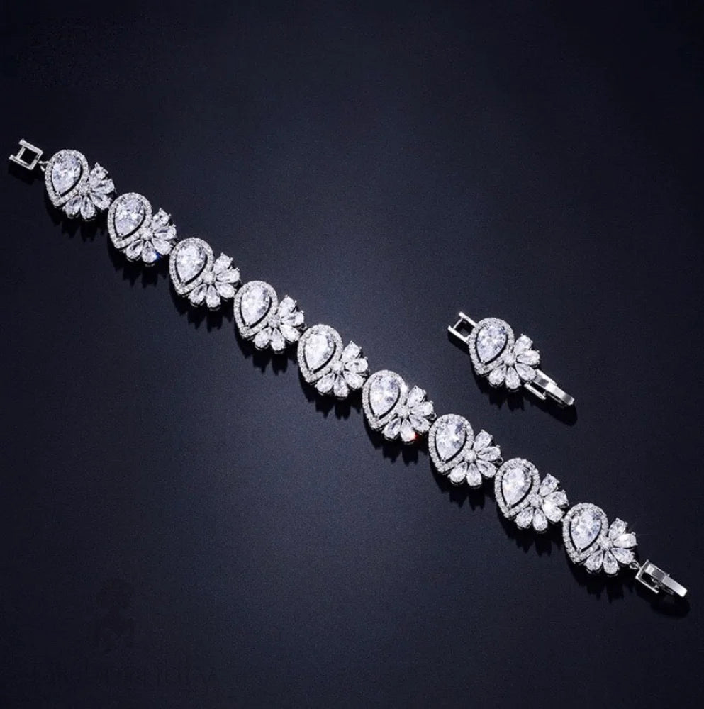 Cubic Zirconia Bridal Bracelet In Rose Gold And Silver