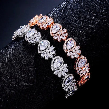 Cubic Zirconia Bridal Bracelet In Rose Gold And Silver