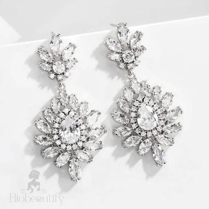 Wedding Jewelry - Cubic Zirconia Bridal Drop Earrings - Available in Rose Gold and Silver