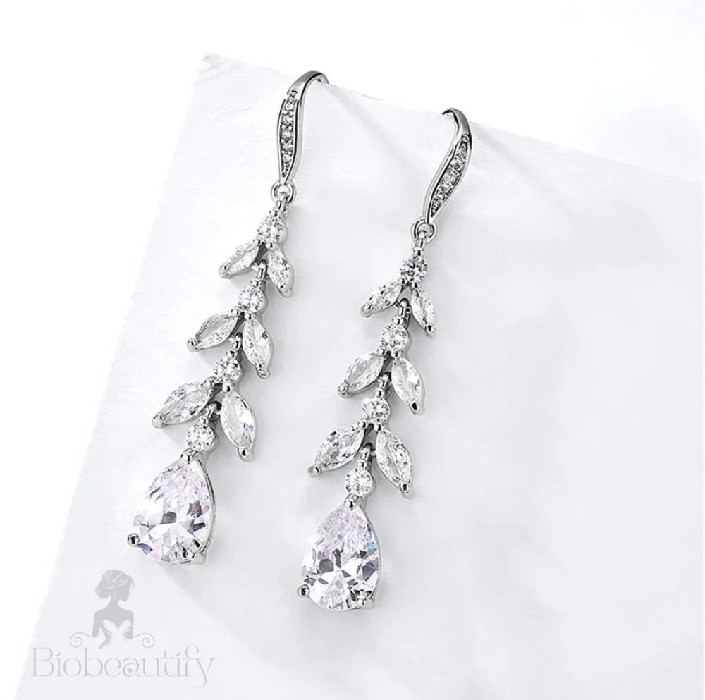 Wedding Jewelry - Cubic Zirconia Bridal Drop Earrings - Available in Rose Gold and Silver