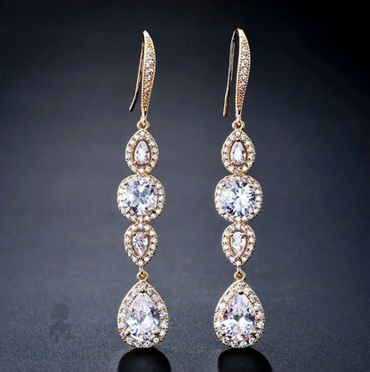 Cubic Zirconia Bridal Earrings By Michelle In Silver Rose Gold Yellow