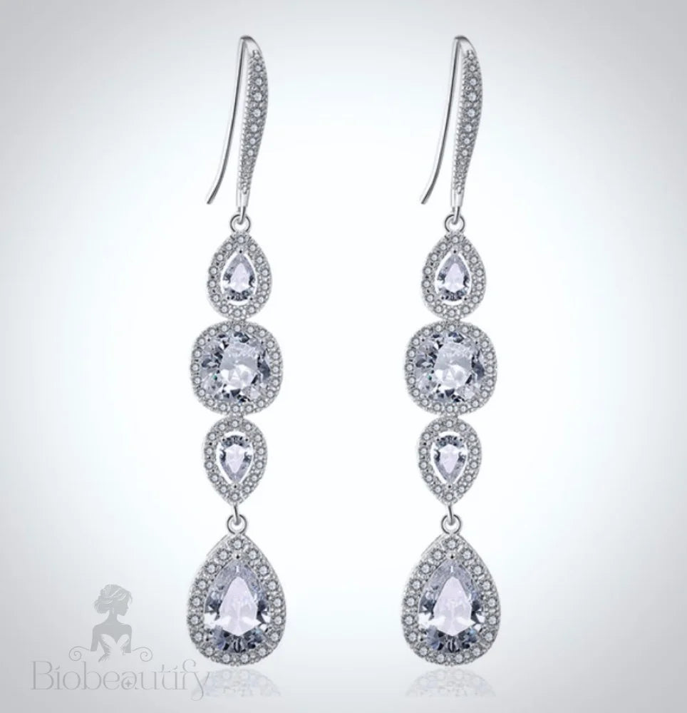 Cubic Zirconia Bridal Earrings By Michelle In Silver Rose Gold Yellow