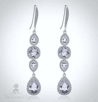 Cubic Zirconia Bridal Earrings By Michelle In Silver Rose Gold Yellow