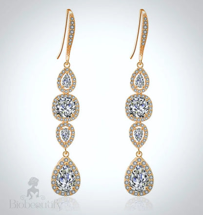 Cubic Zirconia Bridal Earrings By Michelle In Silver Rose Gold Yellow