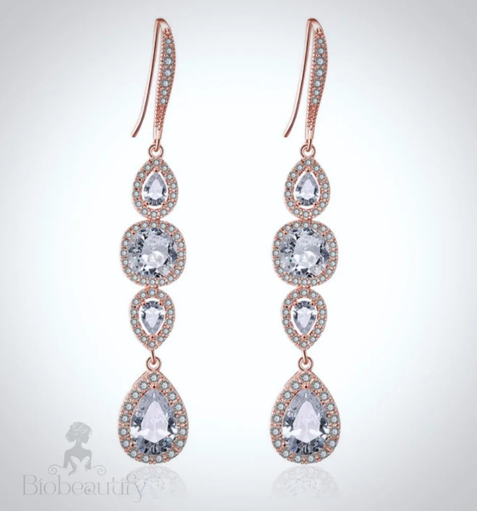 Cubic Zirconia Bridal Earrings By Michelle In Silver Rose Gold Yellow