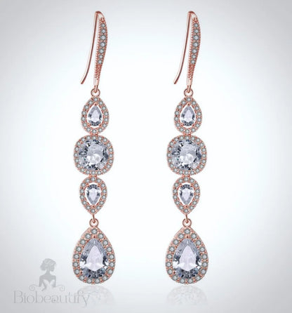 Cubic Zirconia Bridal Earrings By Michelle In Silver Rose Gold Yellow