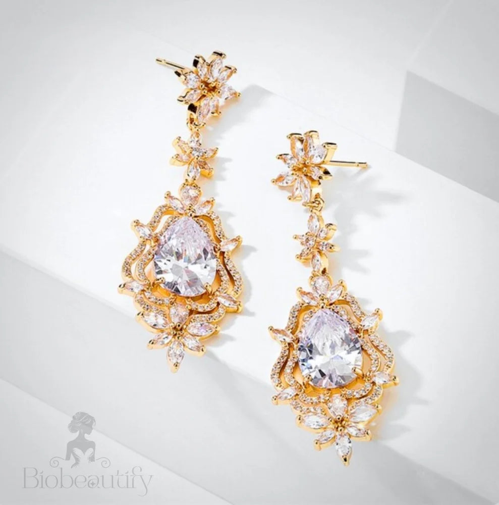 Wedding Jewelry - Cubic Zirconia Bridal Earrings - Available in Silver and Gold