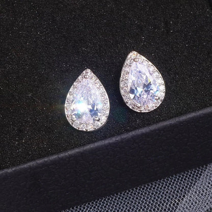 Wedding Jewelry - Cubic Zirconia Bridal Earrings - Available in Silver and Rose Gold