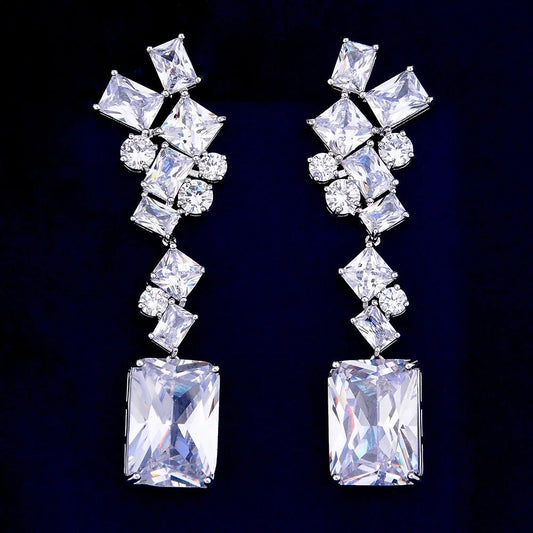 Wedding Jewelry - Cubic Zirconia Bridal Earrings - Available in Silver and Rose Gold