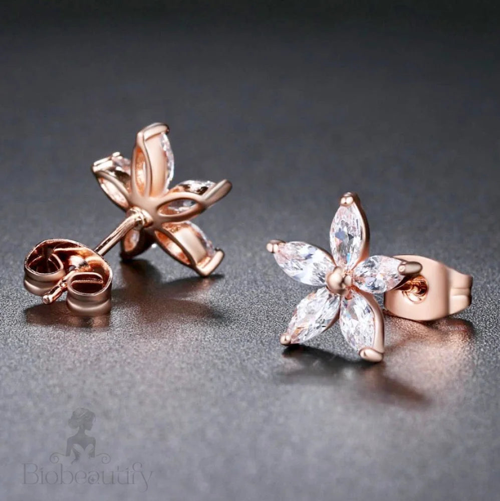 Cubic Zirconia Bridal Earrings Lisa Silver Rose Gold