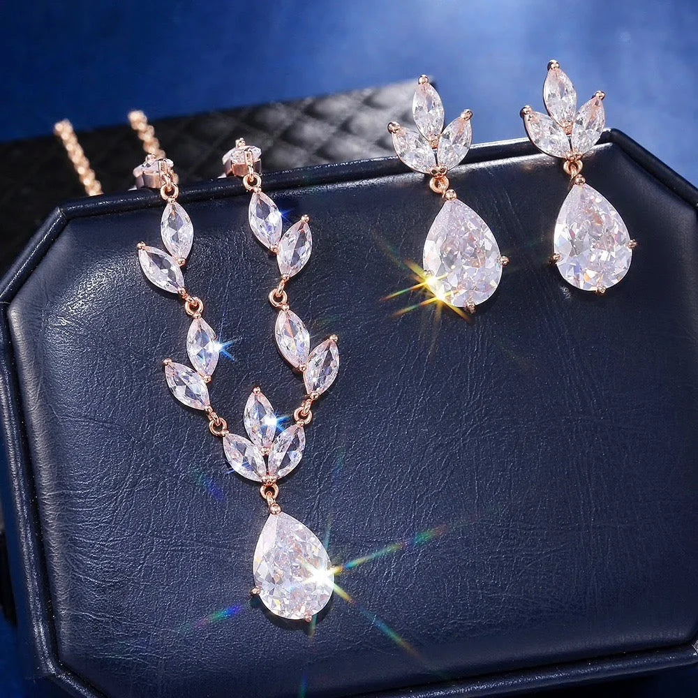 Cubic Zirconia Bridal Jewelry Set By Cody - Silver And Rose Gold Options Available