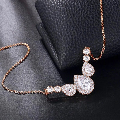 Cubic Zirconia Bridal Necklace - Lyric Design Silver And Rose Gold Options