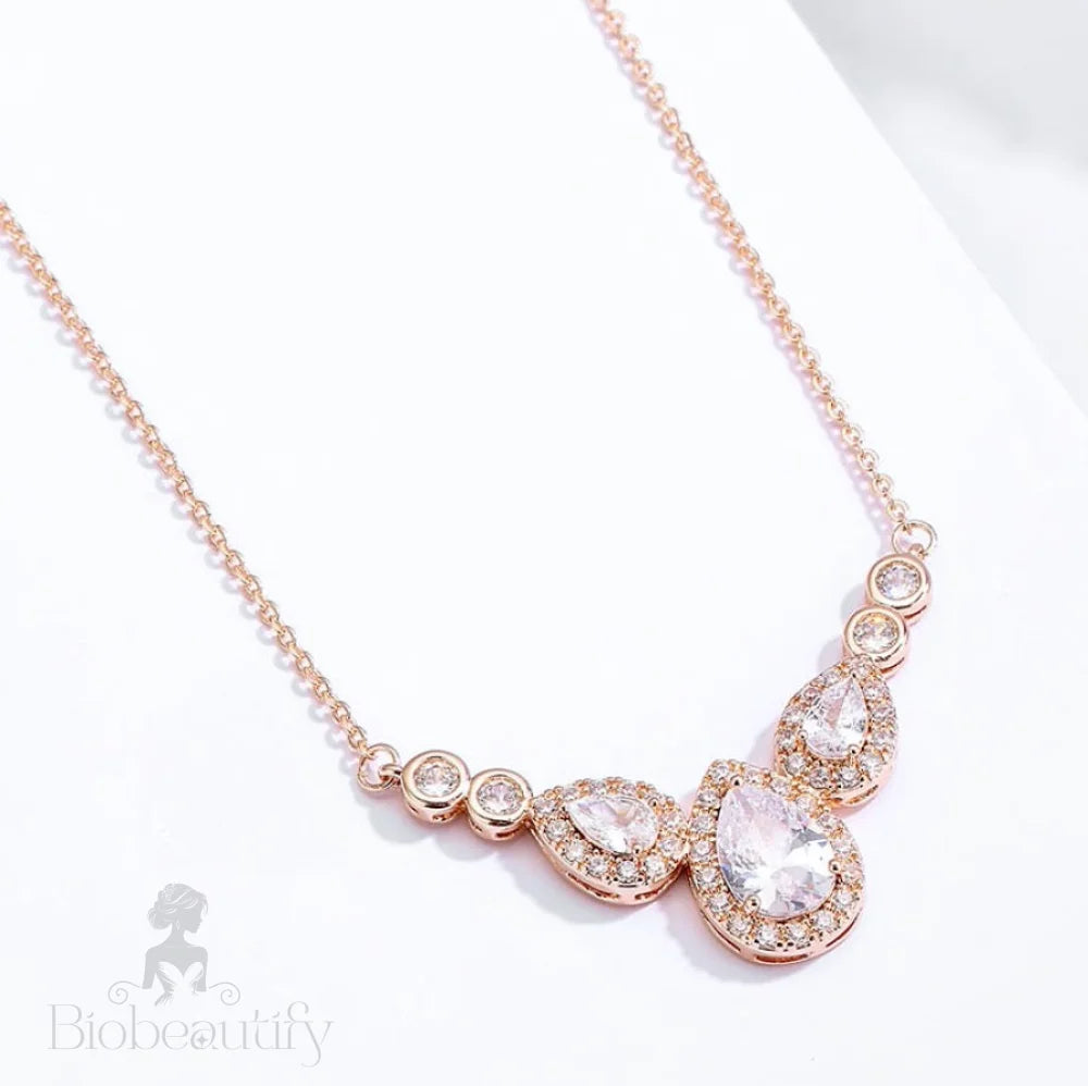 Wedding Jewelry - Cubic Zirconia Bridal Necklace - Available in Rose Gold and Silver