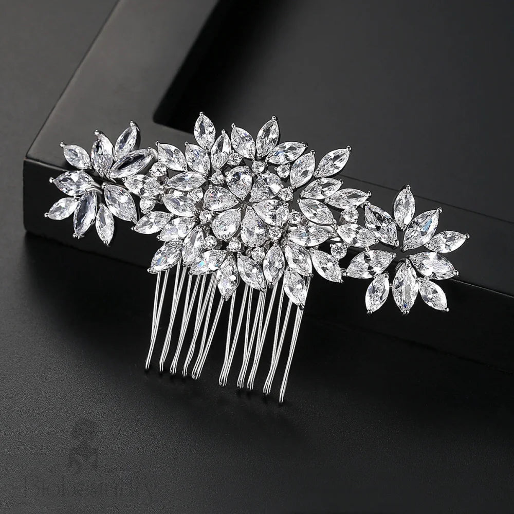 Cubic Zirconia Crystal Wedding Hair Comb By Fiona