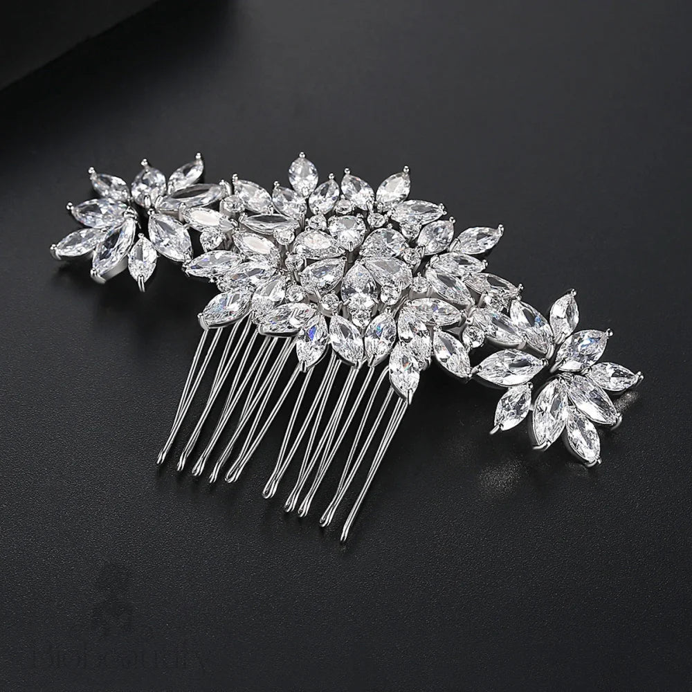 Cubic Zirconia Crystal Wedding Hair Comb By Fiona