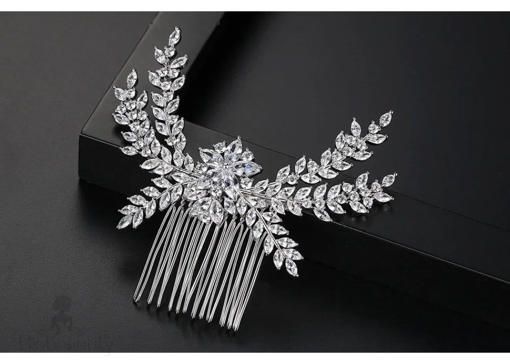 Cubic Zirconia Crystal Wedding Hair Comb By Isabella