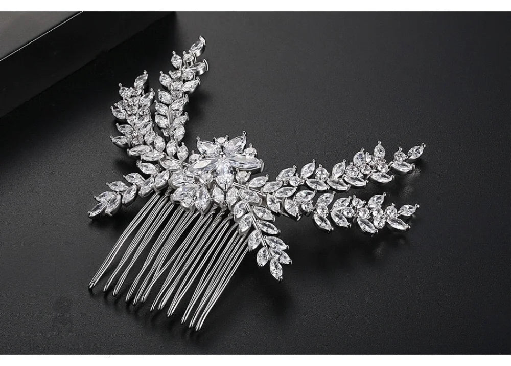 Cubic Zirconia Crystal Wedding Hair Comb By Isabella