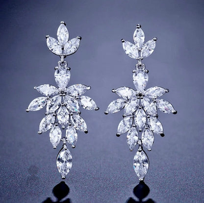 Wedding Jewelry - Cubic Zirconia Bridal Drop Earrings - Available in silver and Rose Gold