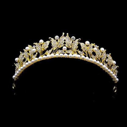 Cumbria Bridal Tiara With Pearl And Cubic Zirconia - Silver Yellow Gold Options Available