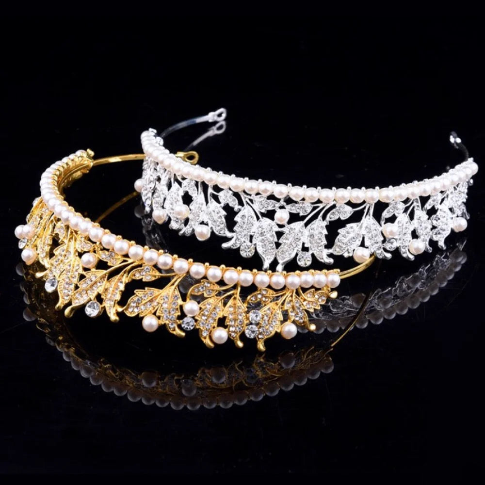 Cumbria Bridal Tiara With Pearl And Cubic Zirconia - Silver Yellow Gold Options Available