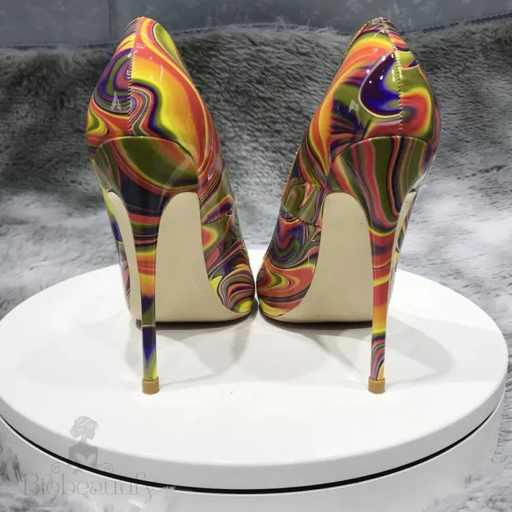 Customize Fashion Pumps With Art Painting Printed Women Stiletto High Heels