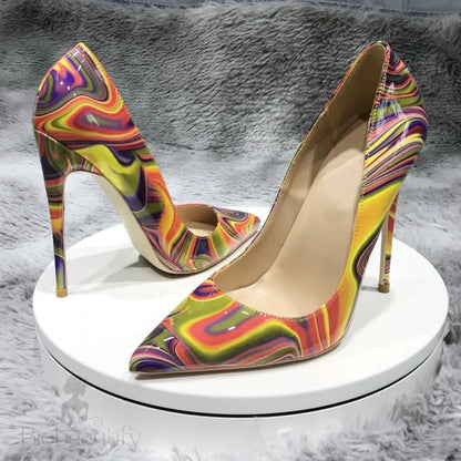 Customize Fashion Pumps With Art Painting Printed Women Stiletto High Heels